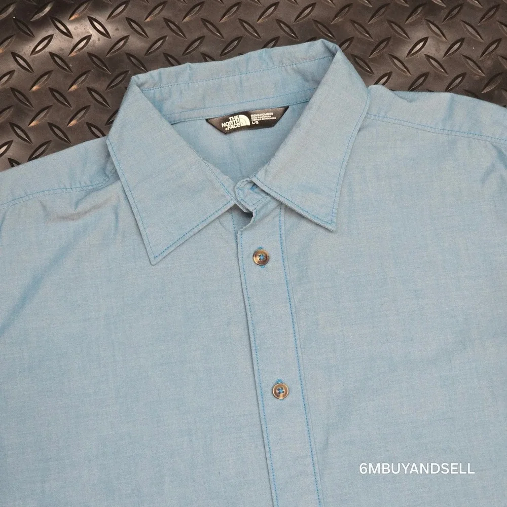 The North Face Mens Blue Long Sleeve Button Down‎ Shirt NF0A3KEZ Large